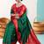 Green Banarasi Silk Blend Saree with Gold Zari Butta & Heavy Floral Woven Red Border by Maharanga