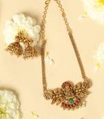 gold plated temple necklace set with lakshmi work