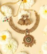 gold plated necklace set with jhumkas