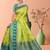Parrot Green Banarasi Silk Blend Saree with Gold Zari Butta & Teal Heavy Woven Border by Maharanga