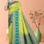 Parrot Green Banarasi Silk Blend Saree with Gold Zari Butta & Teal Heavy Woven Border by Maharanga
