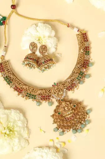 antique lakshmi temple jewelry set
