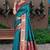 Teal Blue Banarasi Silk Blend Saree with Gold Zari Butta & Magenta Woven Border by Maharanga