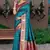 Teal Blue Banarasi Silk Blend Saree with Gold Zari Butta & Magenta Woven Border by Maharanga