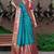 Teal Blue Banarasi Silk Blend Saree with Gold Zari Butta & Magenta Woven Border by Maharanga