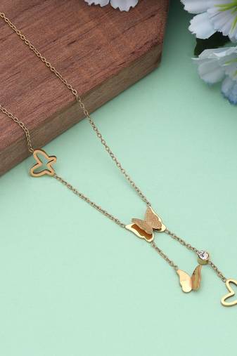 Gold color stainless steel anti tarnish necklace