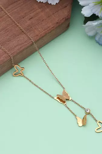 Gold color stainless steel anti tarnish necklace