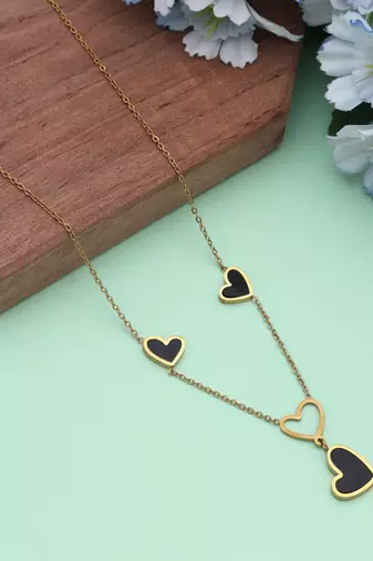 Black color stainless steel anti tarnish necklace