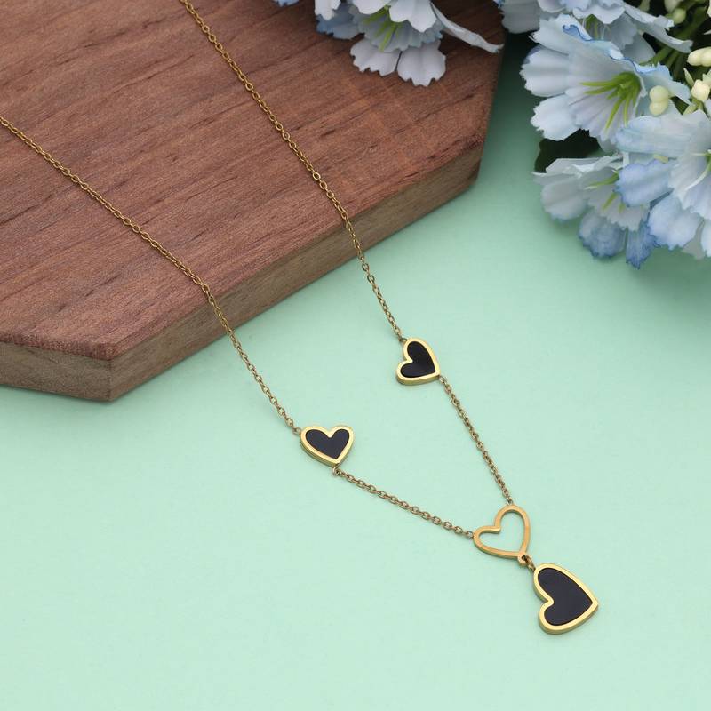 Black color stainless steel anti tarnish necklace