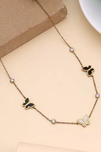 Black color stainless steel anti tarnish necklace