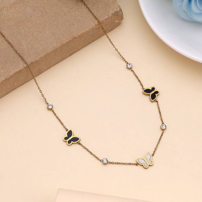 Black color stainless steel anti tarnish necklace