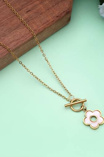 White color stainless steel anti tarnish necklace