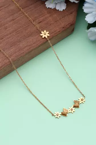 Gold color stainless steel anti tarnish necklace