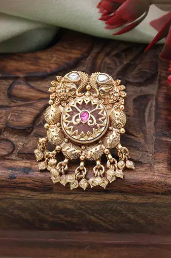 Pink color matte gold rings