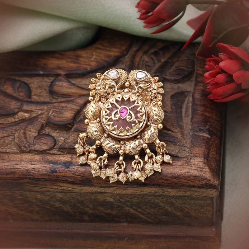 Pink color matte gold rings