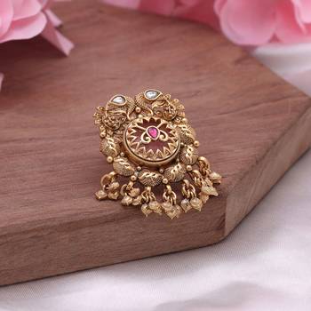 Pink color matte gold rings 2