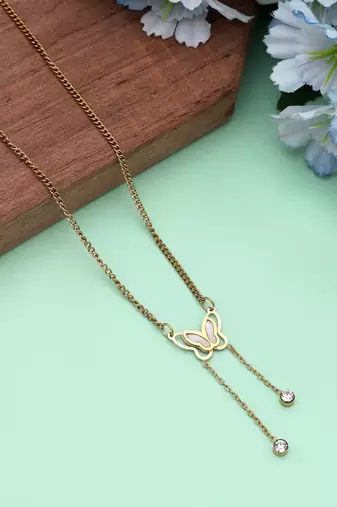 Gold color stainless steel anti tarnish necklace
