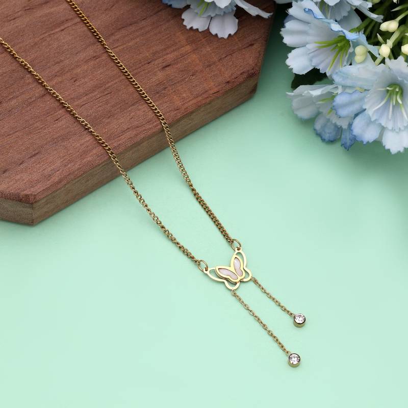 Gold color stainless steel anti tarnish necklace