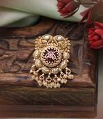 Red color matte gold rings