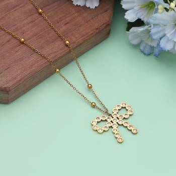 Gold color stainless steel anti tarnish necklace 1