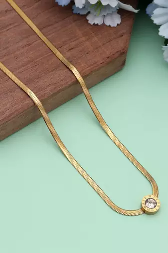 Gold color stainless steel anti tarnish necklace