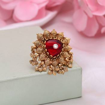 Red color matte gold rings 2