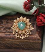 Pista green color matte gold rings