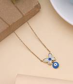 Blue color evil eye stainless steel anti tarnish necklace