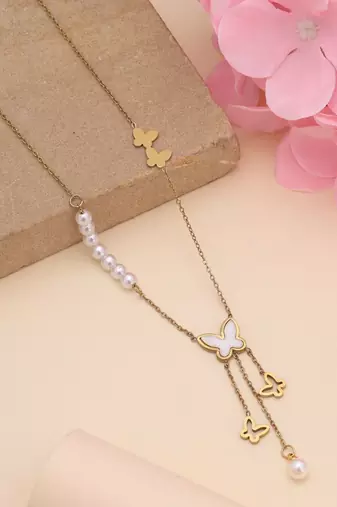 White color stainless steel anti tarnish necklace