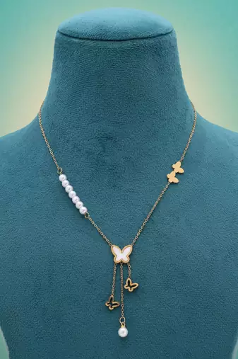 White color stainless steel anti tarnish necklace