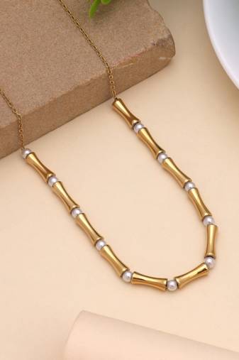 Gold color stainless steel anti tarnish necklace