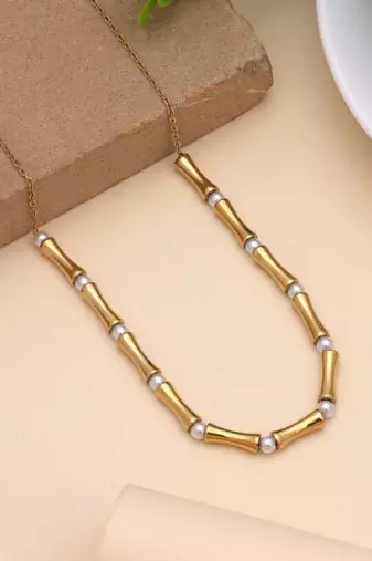 Gold color stainless steel anti tarnish necklace