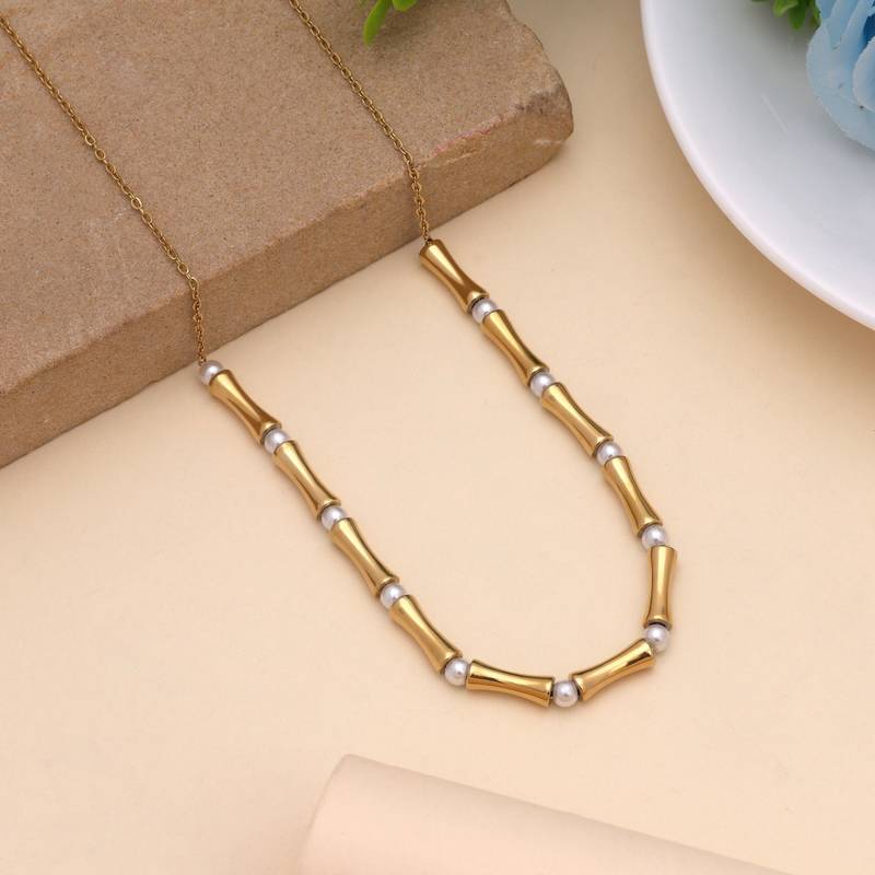 Gold color stainless steel anti tarnish necklace