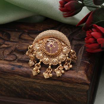 Pink color matte gold rings 1