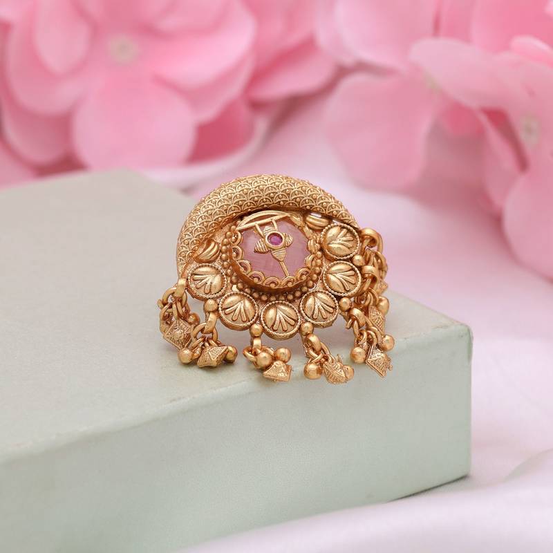 Pink color matte gold rings
