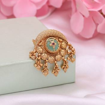 Pista green color matte gold rings 2