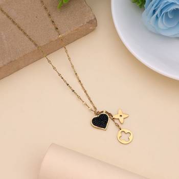 Black color stainless steel anti tarnish necklace 1