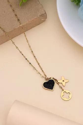 Black color stainless steel anti tarnish necklace