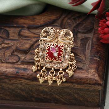 Red color matte gold rings 1