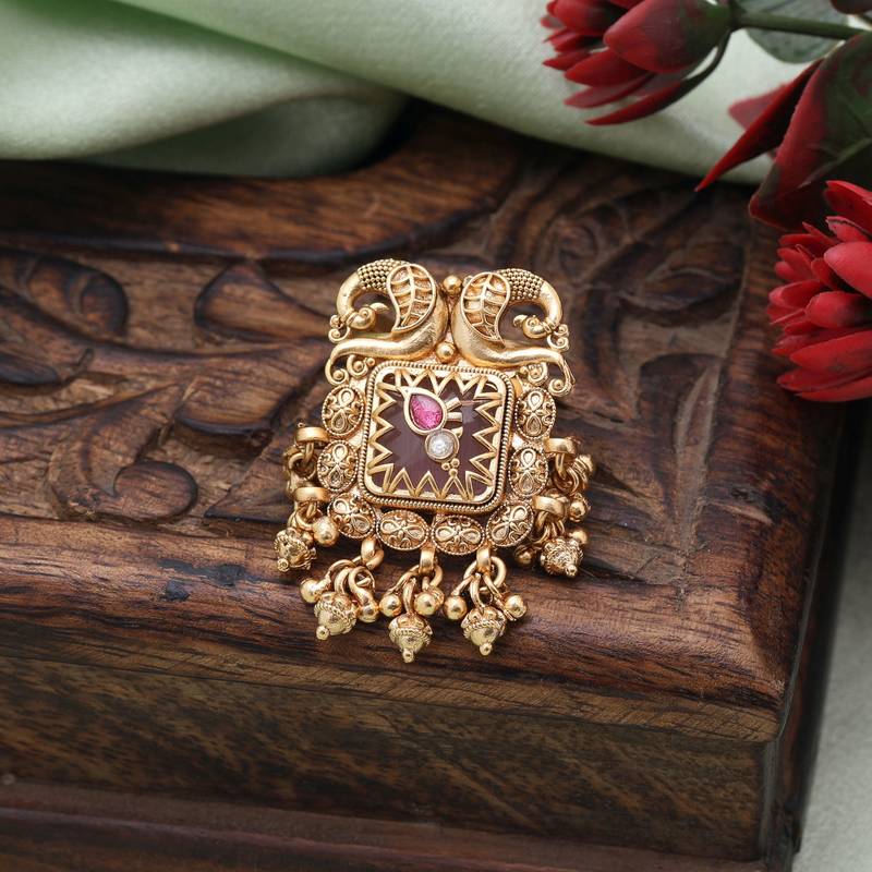 Pink color matte gold rings