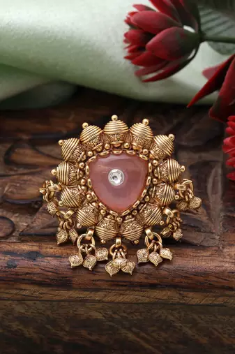 Pink color matte gold rings