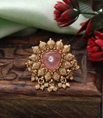 Pink color matte gold rings