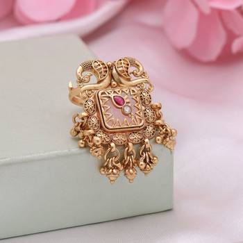 Pink color matte gold rings 2