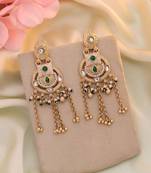 Green color matte gold earrings