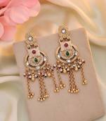 Rani & green color matte gold earrings