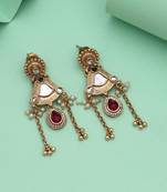 Rani & green color matte gold earrings