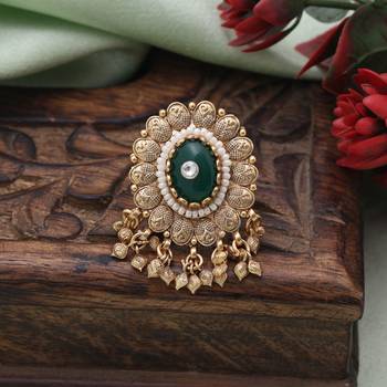 Green color matte gold rings 1