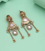 White color matte gold earrings