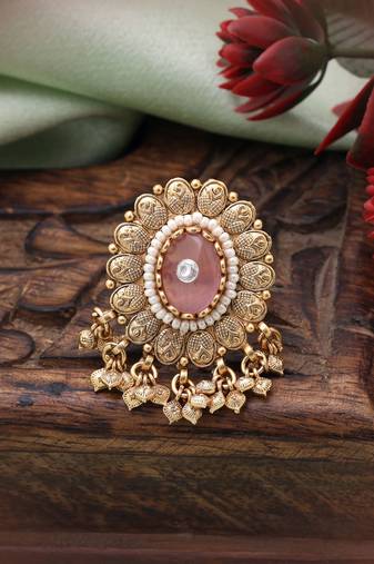 Pink color matte gold rings