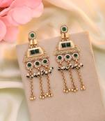 Green color matte gold earrings